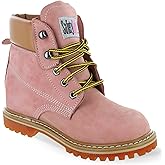 Safety Girl Women’s Work Boots | Waterproof Leather Work Boots for Women | Oil & Slip-Resistant Soft Toe Boots for Women | Premium Nubuck Leather | Lightweight and Comfortable | Pink Leather - 5.5M