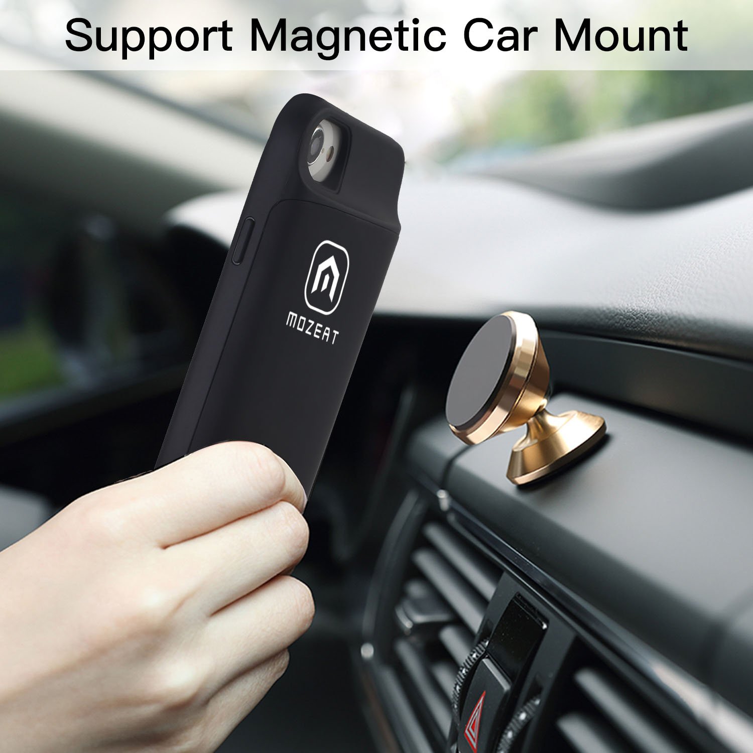 Mozeat Compatible With 4.7 Inch iPhone 6 6s 7 8 Battery Case Slim Rechargeable Protective Case Cover Charger Power Bank Extended 4000 mAh Black Charging Case External Battery Pack For iPhone 6 6s 7 8