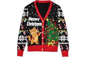 Goodstoworld Men's Ugly Christmas Cardigan Cozy Pullover Sweater V Neck Buttons Soft Knitwear