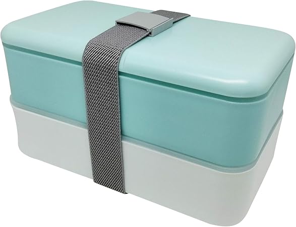 Box Go Bento Box 2 Tier Lekvrij Stapelbare Lunchbox Magnetron En Vaatwasserbestendig 2 Grote 600 Ml Compartimenten En Veilige Riem Inclusief Een Gratis Ebook Herbruikbaar Bestek Divider Amazon Nl