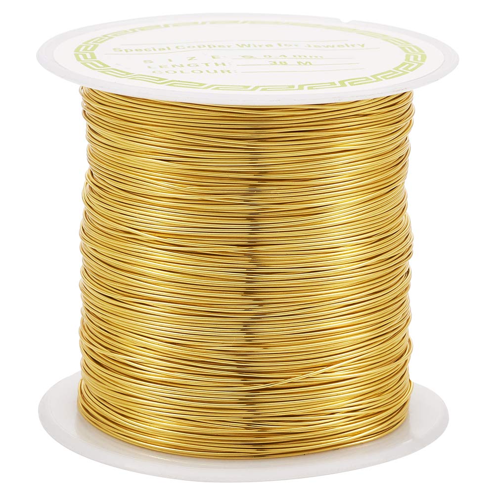 Beadthoven 26Gauge/0.4mm Tarnish Resistant Golden Copper Wire 124 Ft/38M Bendable Metal Wires for Jewelry Wrapping Beading Sculpture Crafts
