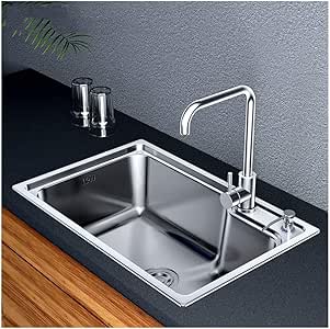 -Large Gama Fregadero De La Cocina Solo Cuenco, Con 2 Agujeros Del