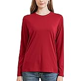 netdraw Women's Bamboo Viscose Cotton Long Sleeve T-Shirt, Crew Neck Buttery Soft Comfy Casual Lounge Sleep Pajama Tees