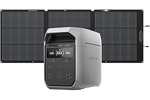 EF ECOFLOW Solar Generator Delta 3 Plus with 160W Solar Panel, LFP (LiFePO4) Battery, Fast Charging, Safe Home Battery Backup