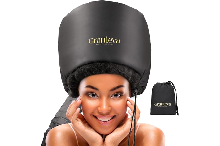 Hooded Hair Dryer Attachment w/A Headband Integrated That Reduces Heat Around Ears & Neck – Hair Dryer Hooded Diffuser Cap for Curly, Speeds Up Drying Time, Deep Conditioning At Home – Portable, Large