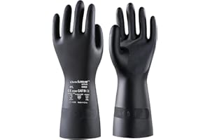 AnTools Heavy-Duty Chemical Resistant Rubber Gloves, Protective Industrial Gloves for Cleaning, Dishwashing, Resist Acid, Alk