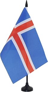 AZ FLAG Iceland Table Flag 5x8 in 21x14 cm with Pole & Black Base