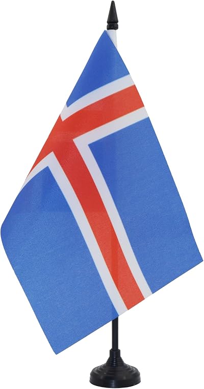 AZ FLAG Iceland Table Flag 5x8 in 21x14 cm with Pole & Black Base