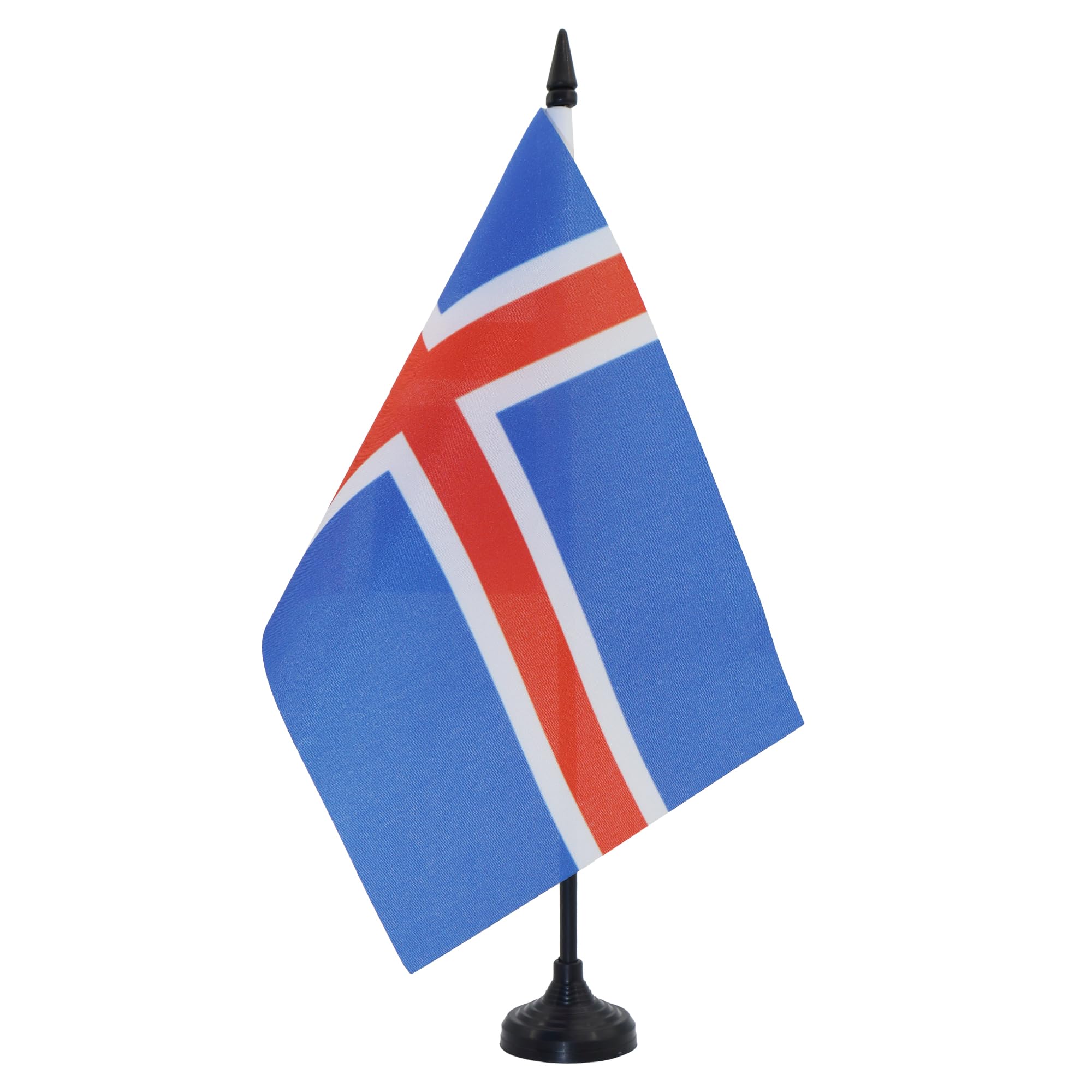 AZ FLAG Iceland Table Flag 5'' x 8'' - Icelander Office Decoration 100% Polyester 21 x 14 cm - Mini Desk Flag with Pole and Black Plastic Base