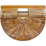 Miuco Womens Bamboo Handbag Handmade Large Tote Bag