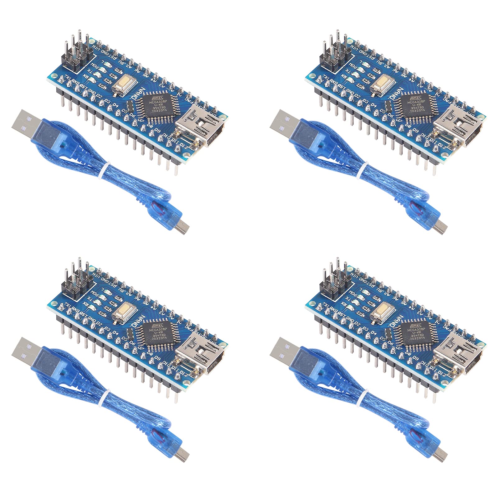 AOICRIE 4 Pcs for Board, Compatible with ATmega328P 5V 16MHz Micro Controller Board Module CH340G Chip with USB Cable for Arduino