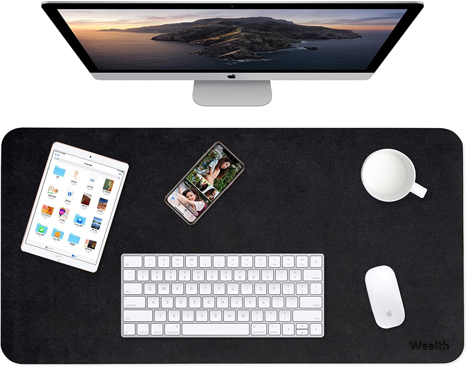 Weelth Multifunctional Waterproof PU Leather Desk Pad Double Sided Desk Pad for Office/Home