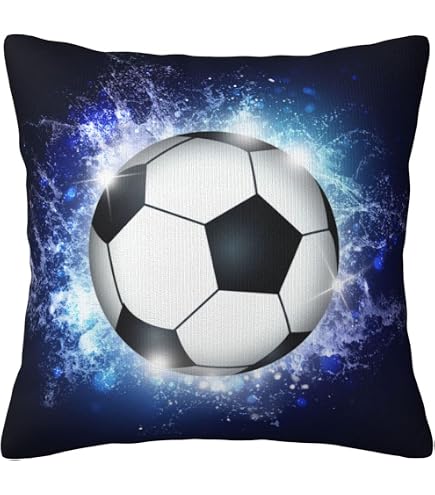 VIPbuy Federa Per Cuscino Divano 45x45 Cm - Morbido Peluche A Tema Calcio - Con Cerniera Invisibile - Copricuscino Quadrato Senza Inserti - Per Soggiorno, Auto, Ufficio - 5