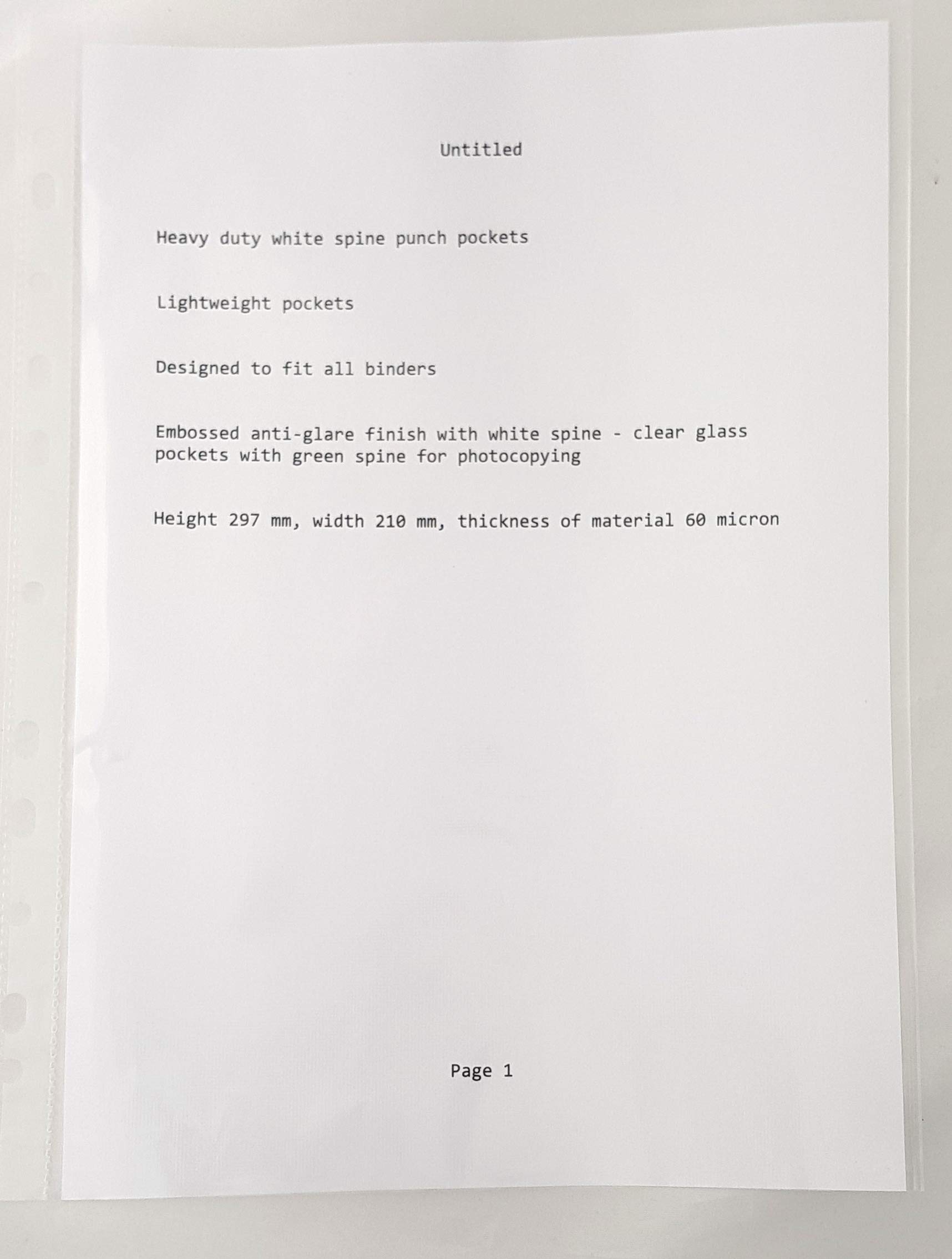 500 Deluxe Glass Clear A4 Punched Pockets - WHITE Strip- FREE 24H DELIVERY