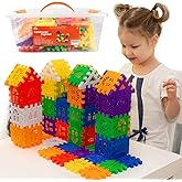 RAINBOW TOYFROG Waffle Blocks STEM Building Toys for Kids Ages 4-8, Large Kids Building Blocks with Toy Storage Container – Kindergarten Toys Preschool manipulatives Toddler Toys