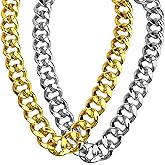 Hip Hop Chunky Gold Chain 2 Pack,32 Inch Plastic Gold Necklace 80s 90s Punk Turnover Necklace Men Costume Accessory for Party Costume Class Bar…