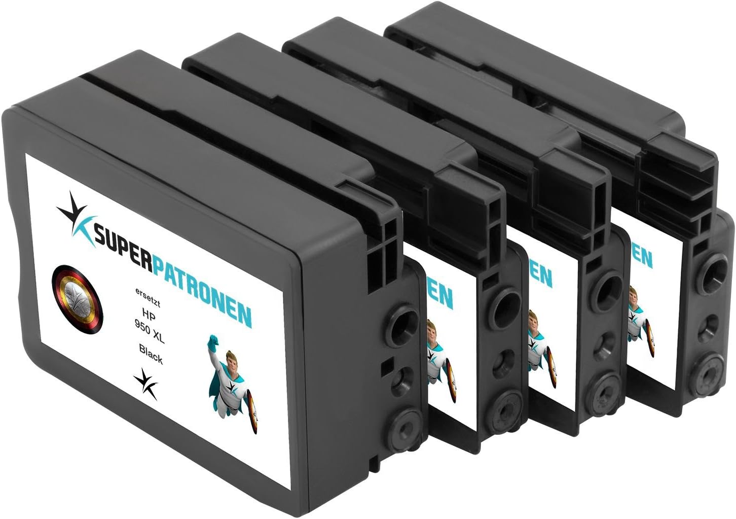 4 XL premium printer ink cartridges replacing original HP 950 XL and 951 XL, C2P43AE multipack, made in Germany, compatible with HP Officejet Pro 251 dw, 276 dw, 8100 ePrinter, 8600, 8600 Plus, 8600 Premium, 8610, 8615, 8616, 8620 8625 8630 8640 8660