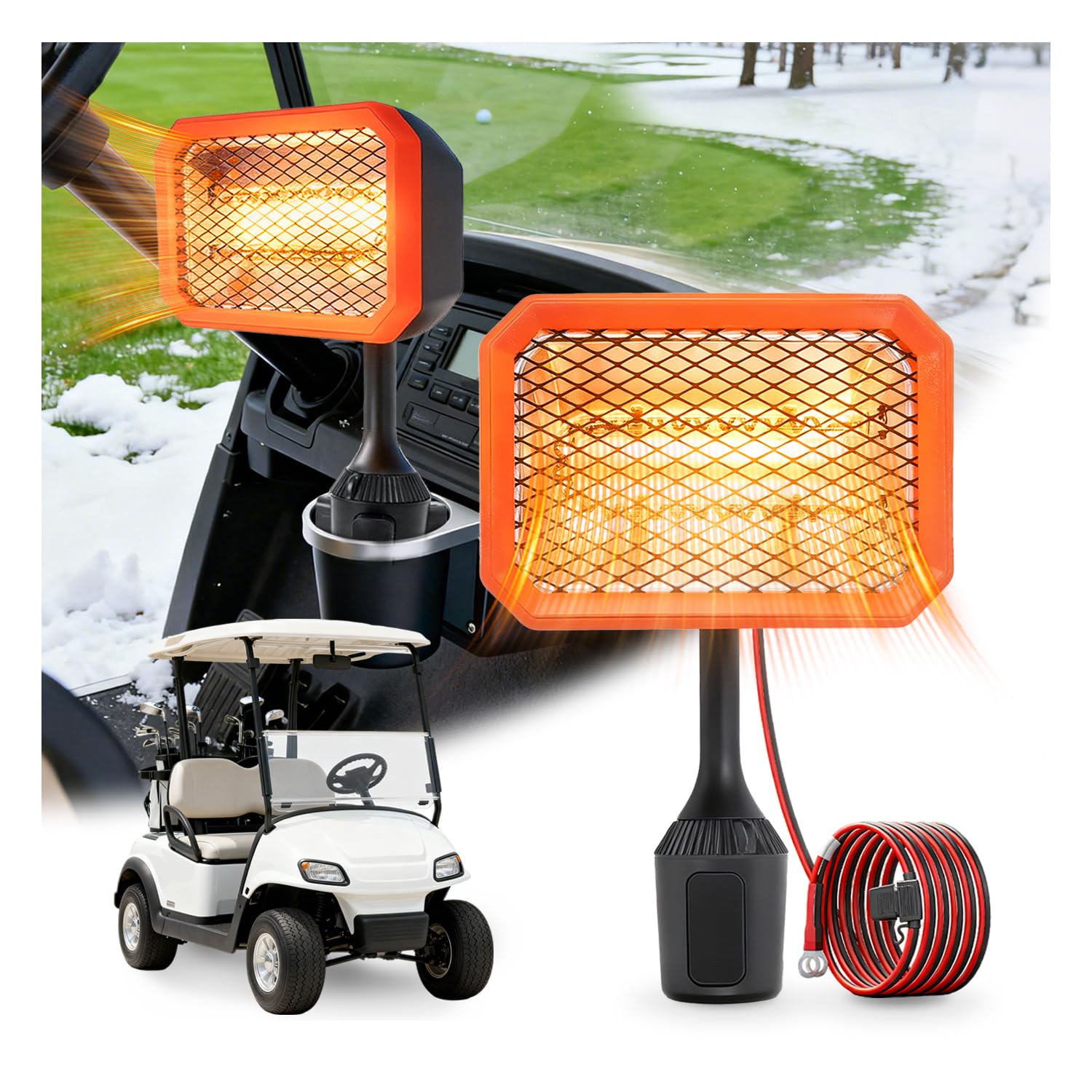 Photo 1 of 48V Golf Cart Heater Golf Cart Accessories, 400W Safe & Fast Heating Electric Heaters for Golf Cart, Battery Operated Heater with 360° Adjustable Angle Carbon Fiber Heating for Club Car/Yamaha/EZGO