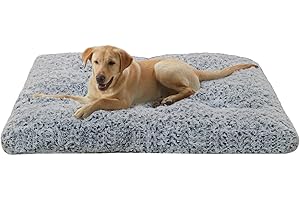 WNPETHOME Washable Dog Beds for Large Dogs, Crate Dog Bed C-1, Plush Dog Crate Bed Mat for Sleeping & Ease Anxiety, Fluffy Kennel Pad for Large, Medium Dogs (41 x 27 x 3 inch)