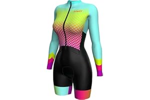 Sparx Premium Women Cycling Skinsuit Padded Speedsuit Women One Piece Cycling Kit, Mermaid, Small