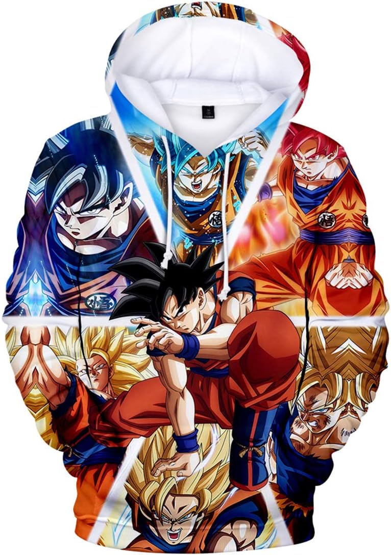 FLYCHEN Boys 3D Japanese Anime Print Hoodie Dragonball Kakarotto Super Son Goku Cosplay Hoodie