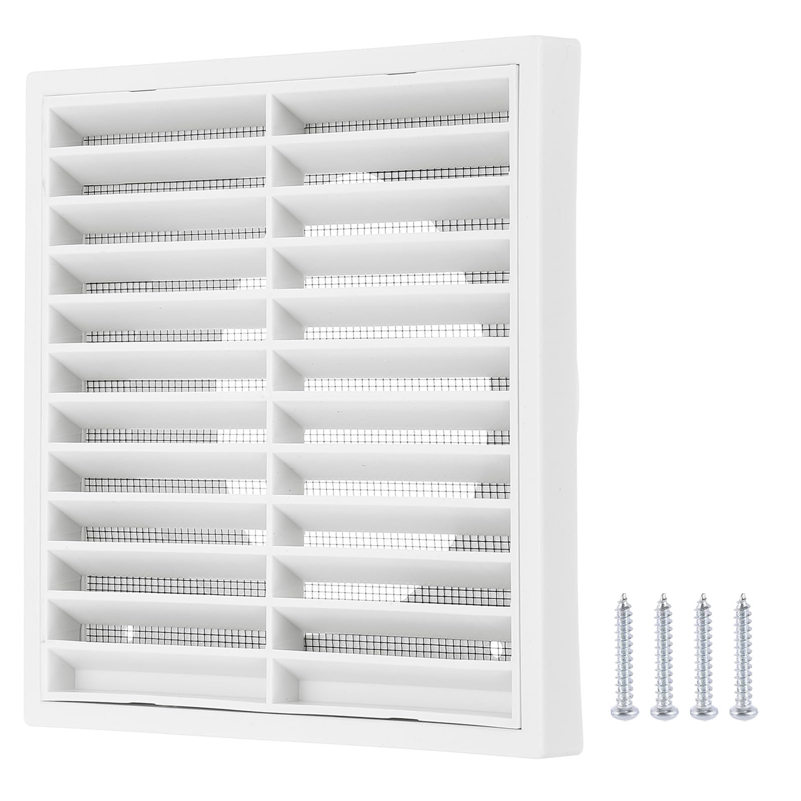 PATIKIL 5" Wall Vent, ABS Gable Vent Grille Louvered Square Louver Air Vent Cover with Screen Mesh for Exterior Wall AC HVAC Intake Exhaust Ventilation