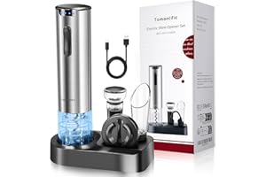 Electric Wine Opener Set with Stand - Premium Wine Gifts with Rechargeable Wine Opener, Foil Cutter, Pourer, Vacuum Stopper, 