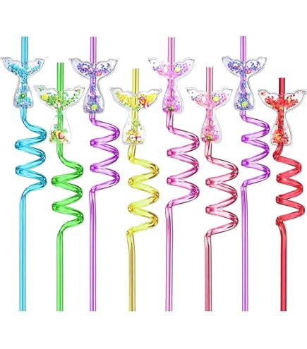 TOPRenddon 4pcs Mermaid Paper Straws Disposable Beverage Straws Drinking Straws For Mermaid - View #7