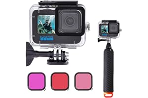 SEMAIKI Waterproof House Case with Dive Filters Set and Floating Hand Grip for Gopro Hero 9/10/11/12/13, Under Water Protective Case Support 60M / 197 FT Deep Diving