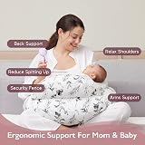 Momcozy Nursing Pillow Ergonomic Breastfeeding Support Ink Wash Leaves view 2