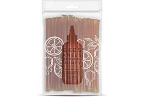 BUSHWICK KITCHEN Bees Knees Meyer Lemon Honey Sticks, 50 Sticks, 1tsp Each, Wildflower Honey Straws Infused with a Bright Citrus Squeeze, Honey Sticks for Tea, Foodie Gifts, Tea Gifts, Unique Gift Ideas