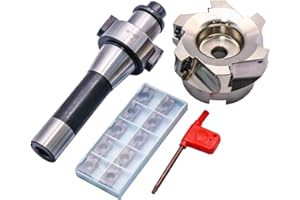 SEFHLI 3.15"/80mm Cutting Diameter 90 Degree 6 Flute Indexable CNC Face End Mill Shell Cutter BAP400R 80-27-6T, Shank Face End Mill Arbor R8-FMB27 7/16-20 with 10Pcs APMT1604 Carbide Inserts and T15 Wrench