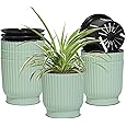 T4U 4.5 Inch Plant Pots Self Watering, 6 Pack African Violet Pots, Small Plant Pots for Plants, Small Indoor Plant Pot, Self Watering Planter for African Violet, Succulents (6 Pack 4.5" Pots, Green)