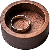 Walnut Wood Ring Tray, Mini Round Hardwood Holder, Micro Jewelry Box Dish