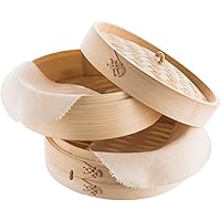 REISHUNGER Bamboo Steamer Handmade Basket, Traditional 2-Tier Design - 8 Inch - For Dumplings, Rice, Dim Sum, Vegetables…