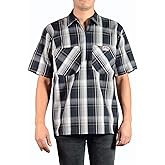Ben Davis Men's Short Sleeve Plaid Half-Zip Work Shirt