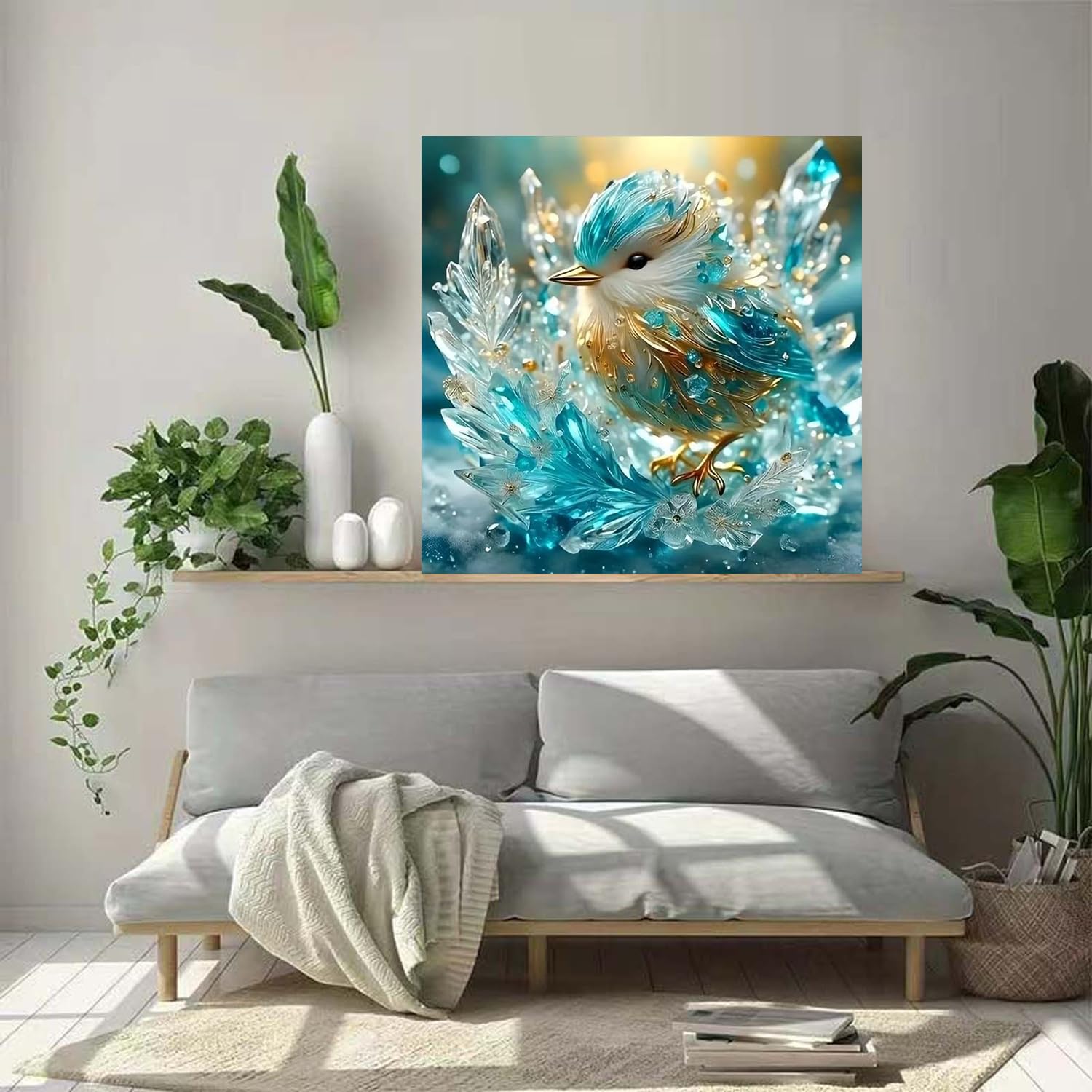ZHUDENGXJL Birds Diamond Art Kits for Adults,5D Diamond Painting Kits for Adults Beginners,DIY Full Drill Blue Flower Diamond Dots with Gem Art for Birds Home Wall Decor 12 X 12 Inch