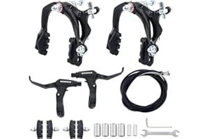 L-TWOO Bike Caliper Brake Set Front and Rear Bike Brake Lever with Cables Bike Brake Pads Aluminum Alloy Brake Lever for Road Bike Hybrid Bike Cruiser Bike