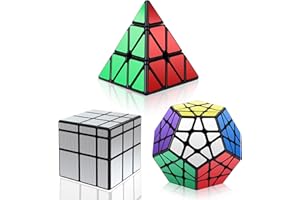 Vdealen Speed Cube Set, Cube Bundle Pyramid Megaminx Silver Mirror Magic Cube, Smooth Puzzle Cube Set Games Toy Gift for Kids