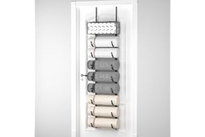 Moforoco 9-Tier Over The Door Towel Racks for Bathroom, Towel Holder Shelves Basket - Rolled Shower Towel Storage Door for Home Household Bathroom Accessroies Decor