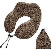 ALAZA Neck Travel Pillow for Sleeping Airplanes Memory Foam Portable Cheetah Leopard Print Animal Soft Washable Cover Neck Support Pillows