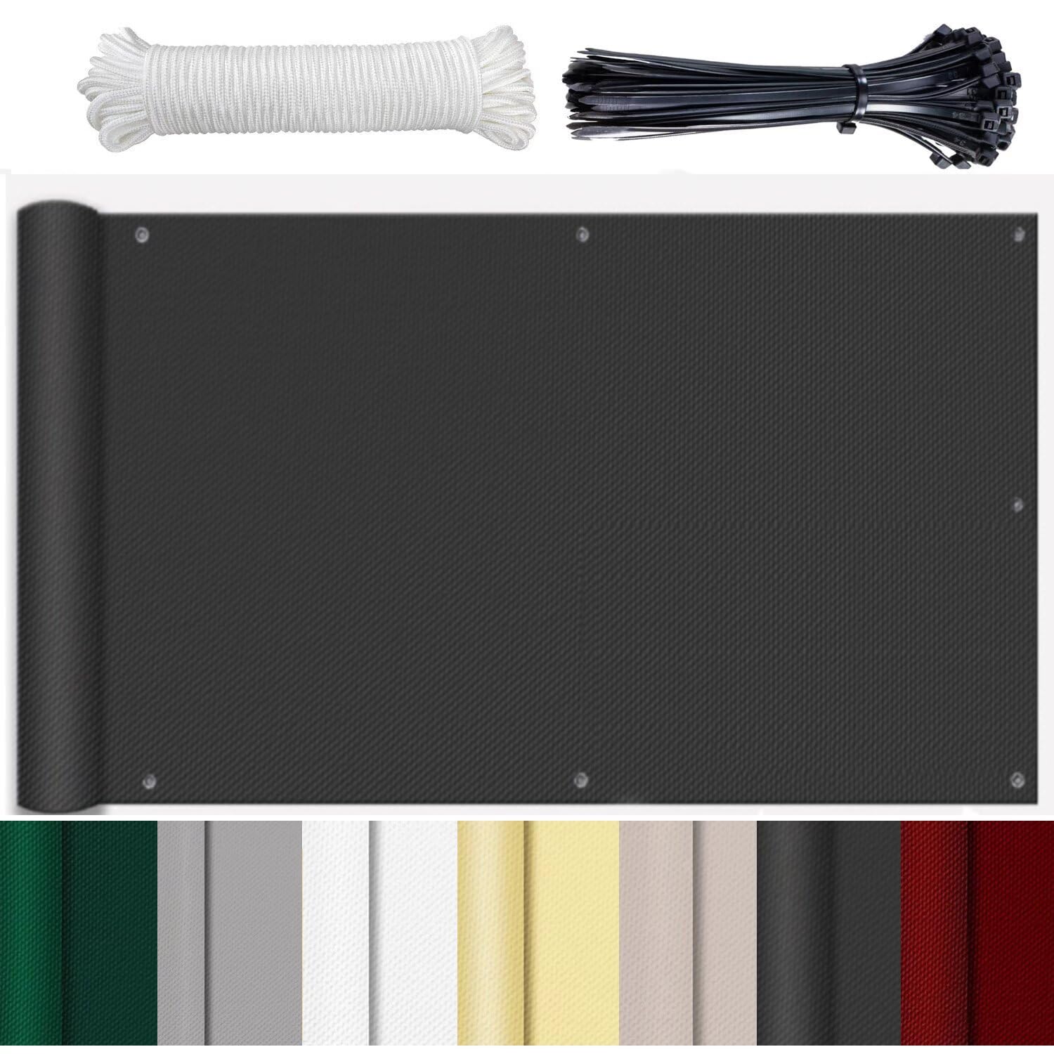 GLIN Balcony 90 cm High Anthracite Balcony Border Wind Protection Balcony Cladding Balcony Canopy Balcony 90 x 800 cm