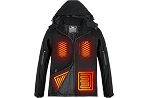 RUANSZZ Heated Jackets for Men with 16000mAh Battery Pack, Windproof Winter Outdoor Mens Heated Coat with Detchable Hood