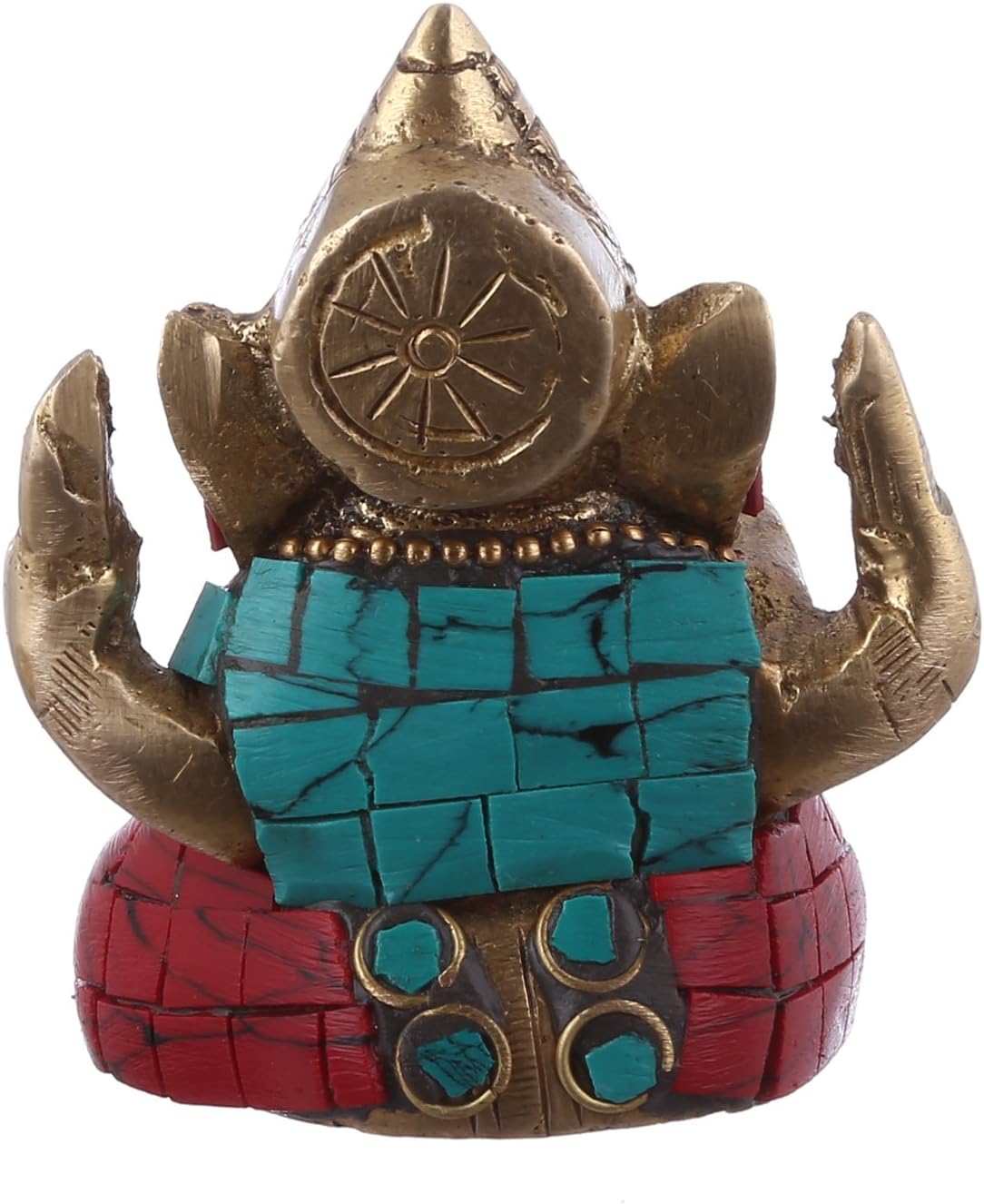 Purpledip Brass Statue Lord Ganesha (Ganapathi or Vinayaka) With Gem-stone Work (10954), Multicolor, Standard - Image 3