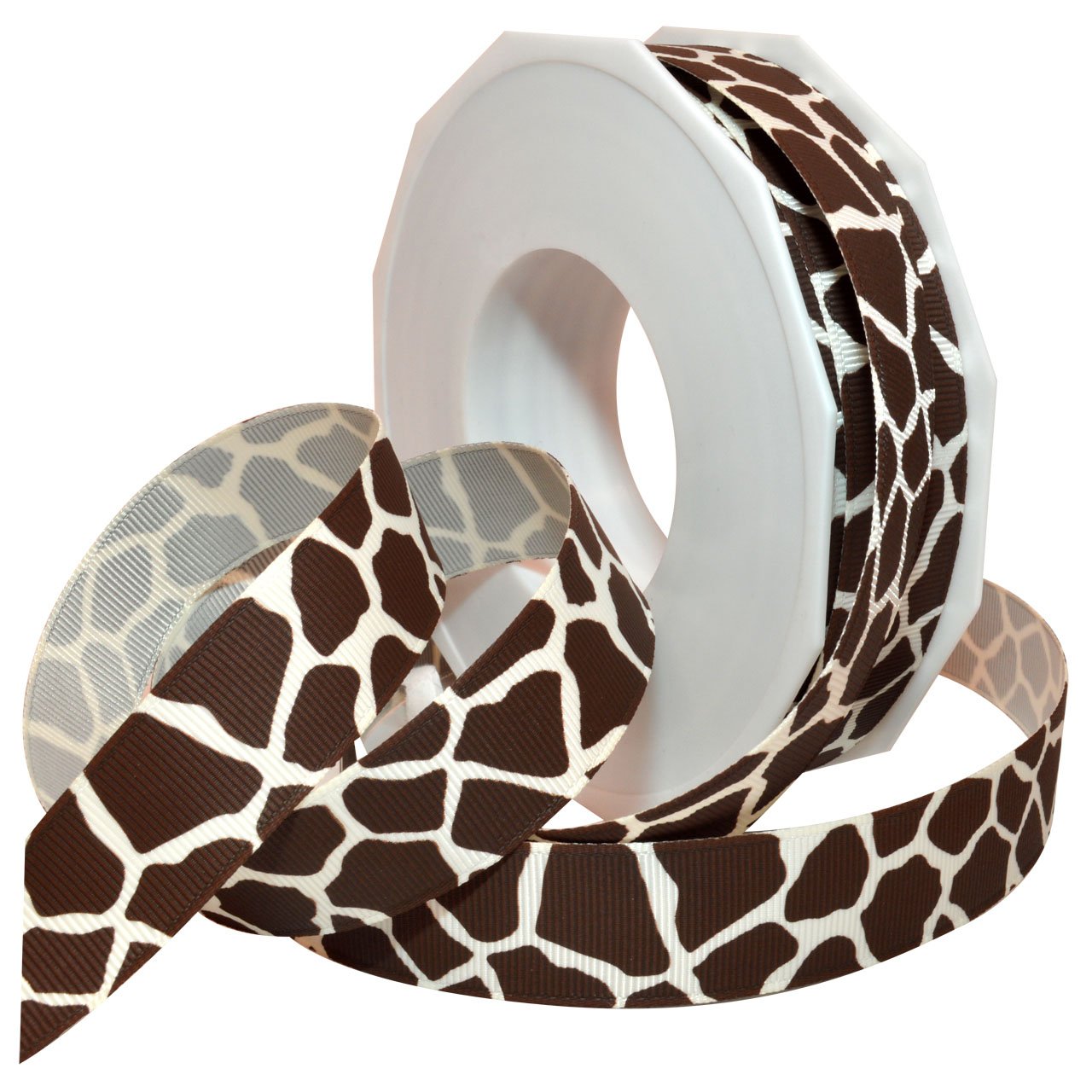 Morex Ribbon 05722/20-028 Giraffe Grosgrain Ribbon, 7/8-Inch by 20-Yard, Antique White and Espresso