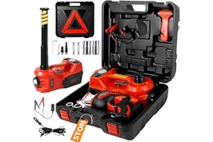 TYAYT Electric Car Jack Kit 5 Ton 12V Floor Jack with Impact Wrench and Tire Inflator Pump Portable Hydraulic Car Jack for SUV Sedans Tire Change with LED Light, Lifting Height 6 to 17.7 Inch