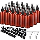 ABuff 60 Pack Plastic Spray Bottles 4oz Small Empty Fine Mist Spray Bottles Amber Clear Bottles for Essential Oils, Bath, Bea