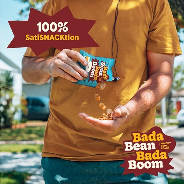 ENLIGHTENED BADA BEAN BADA BOOM ROASTED FAVA BEANS, DRIED BROAD BEANS – 110 CALORIES, 4G FIBER, 6G PLANT-BASED PROTEIN, GLUTEN-FREE, VEGAN, PLANT BASED SNACKS – 1 OUNCE (PACK OF 24)