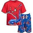 Marvel Spider-Man T-Shirt and French Terry Shorts Outfit Set Toddler to Big Kid Sizes (2T - 10-12)