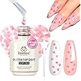 Beetles Hema-Free Pink Heart Top Coat Valentine's Day Gift for Girls Women, 15ML Soak Off No Wipe Clear Pink UV Top Gel Polish Reflective Heart for Sparkle Nails Design